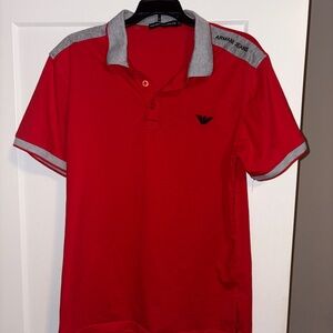 Emporio Armani Red Polo with Gray Collar